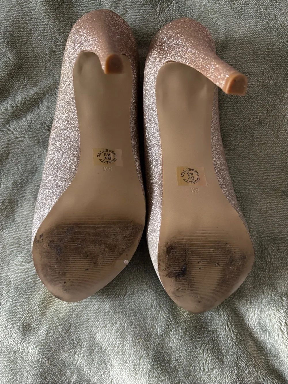 a.n.a Glitter Peep-Toe Heels in Rose Gold Tone